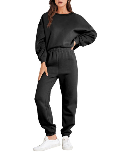 Jess-Mode - Casual fall crewneck tracksuit with jogger pants set for women