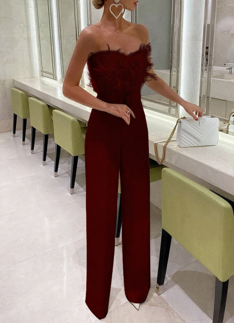 Elegant jumpsuit with feather top - Arika