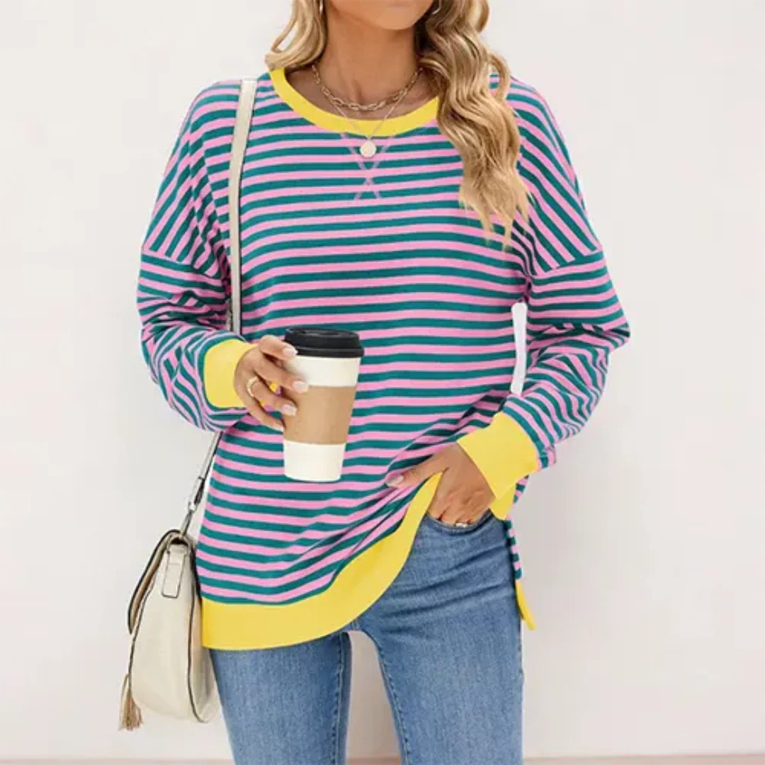 Adalenevin | Ladies Casual Striped Sweater | Warm