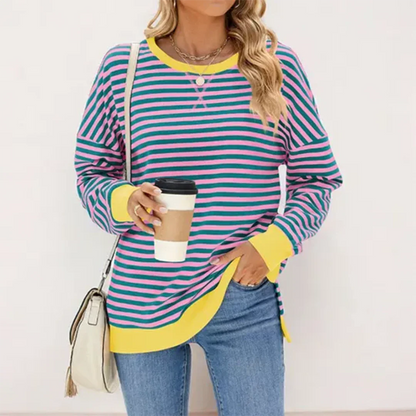 Adalenevin | Ladies Casual Striped Sweater | Warm