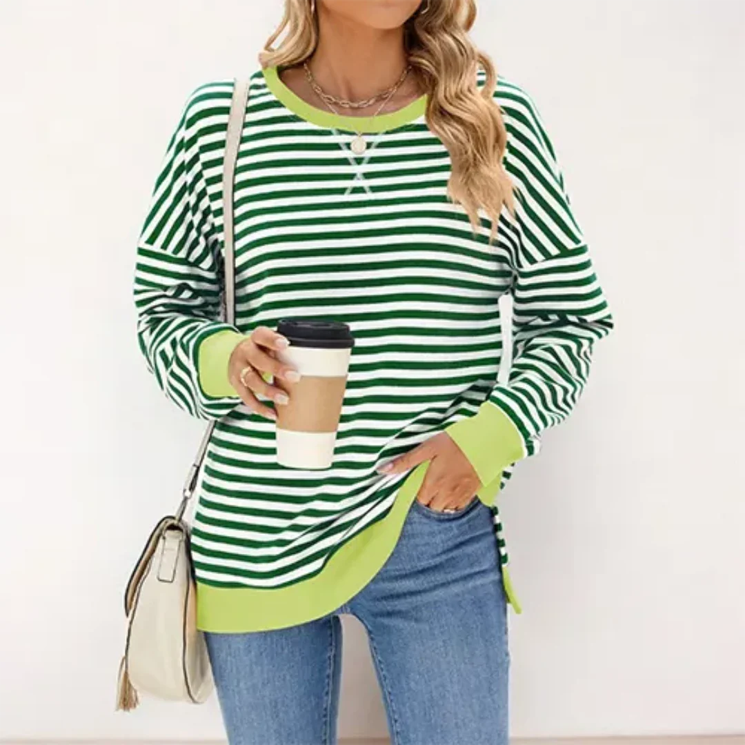 Adalenevin | Ladies Casual Striped Sweater | Warm