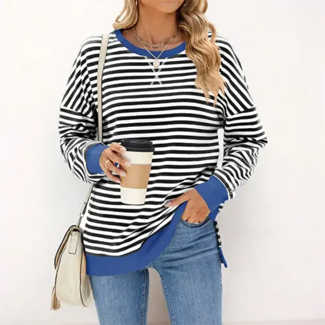 Adalenevin | Ladies Casual Striped Sweater | Warm