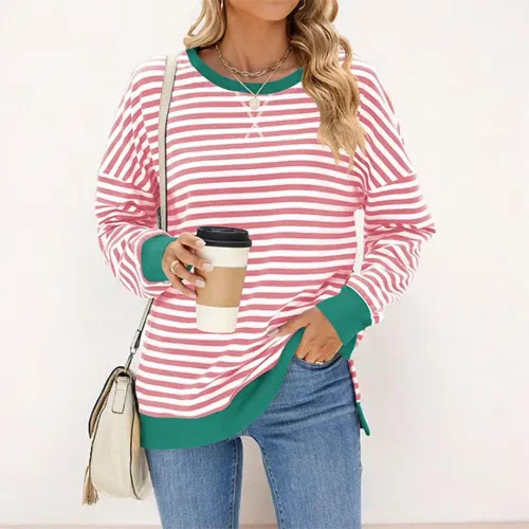 Adalenevin | Ladies Casual Striped Sweater | Warm