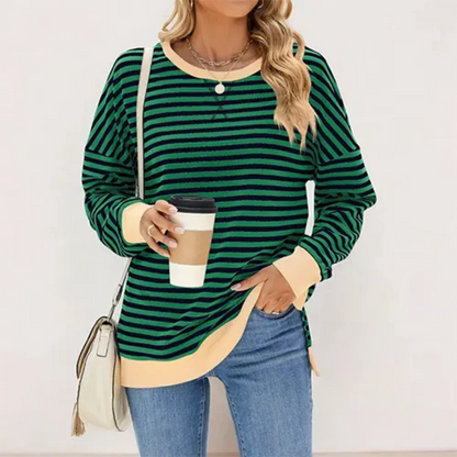 Adalenevin | Ladies Casual Striped Sweater | Warm