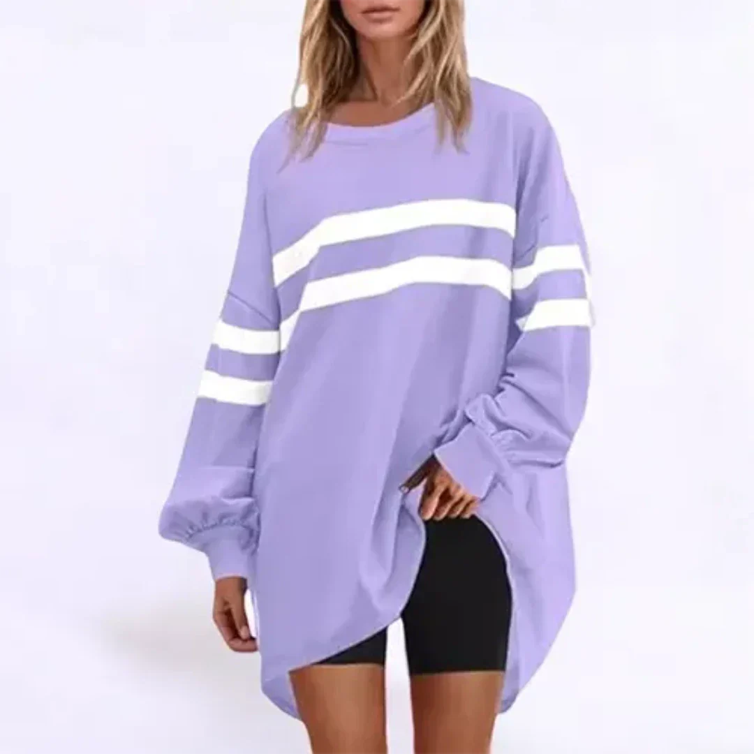 Striped oversized sweater for ladies