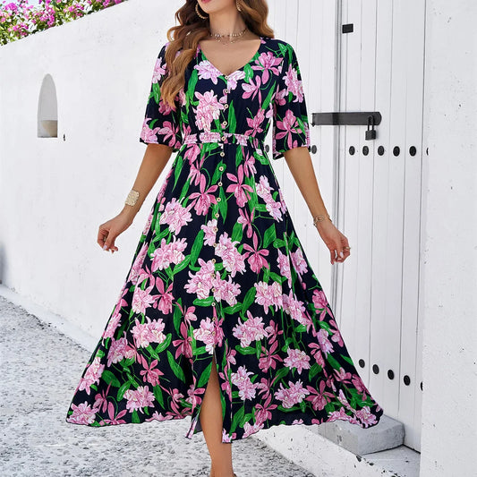 Astrid - Elegant Dress with Floral Print