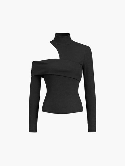 Asymmetrical turtleneck sweater for women