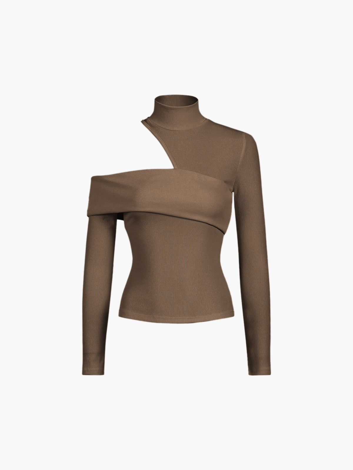 Oblique Cutout Rib Long Sleeve | Women's Top