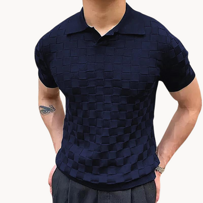 Pim | Jacquard polo shirt in blue