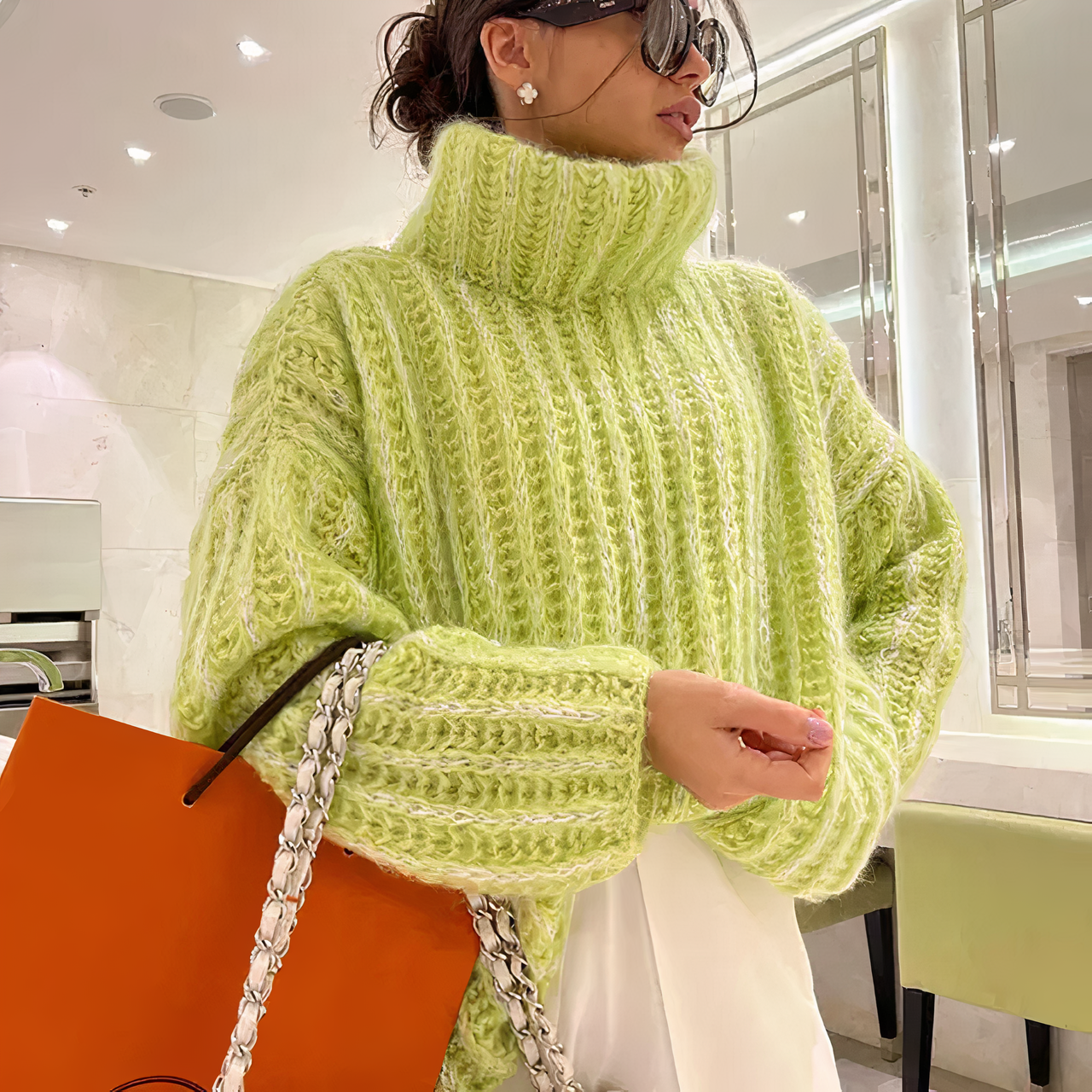 Adelya Sweater | Oversized Turtleneck Knitted Sweater