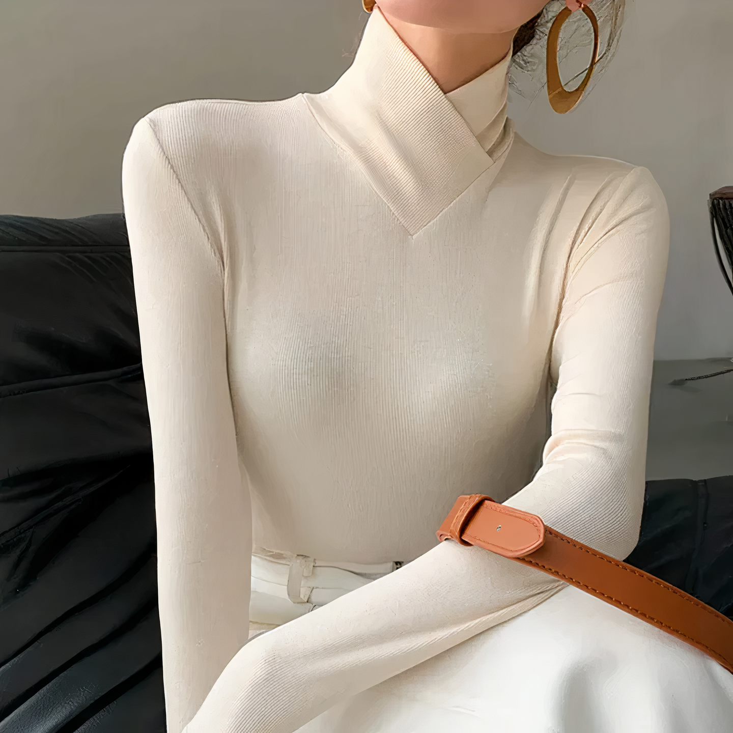 Turtleneck sweater with crossed collar - Briella