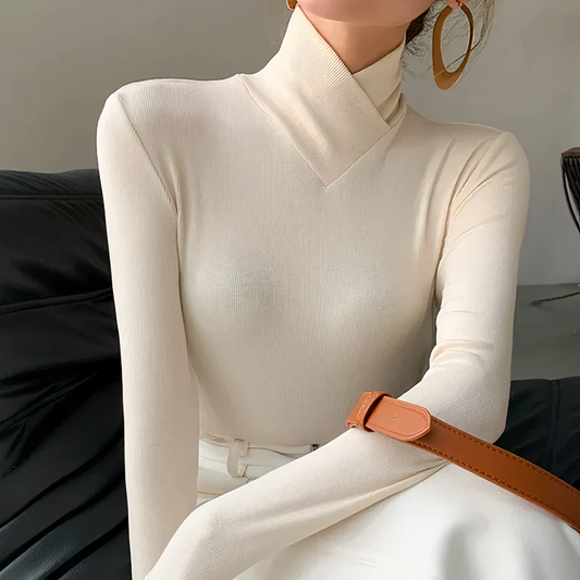 Turtleneck sweater with crossed collar - Briella