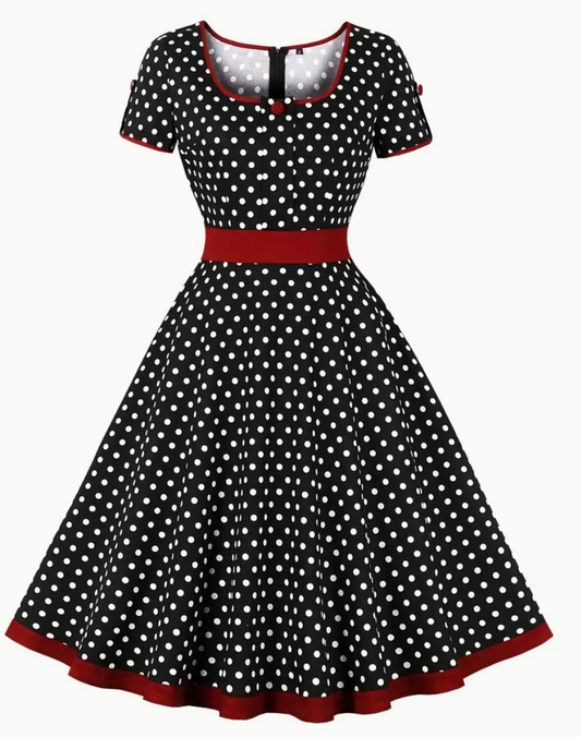 ADA - Elegant vintage polka dress for spring/summer