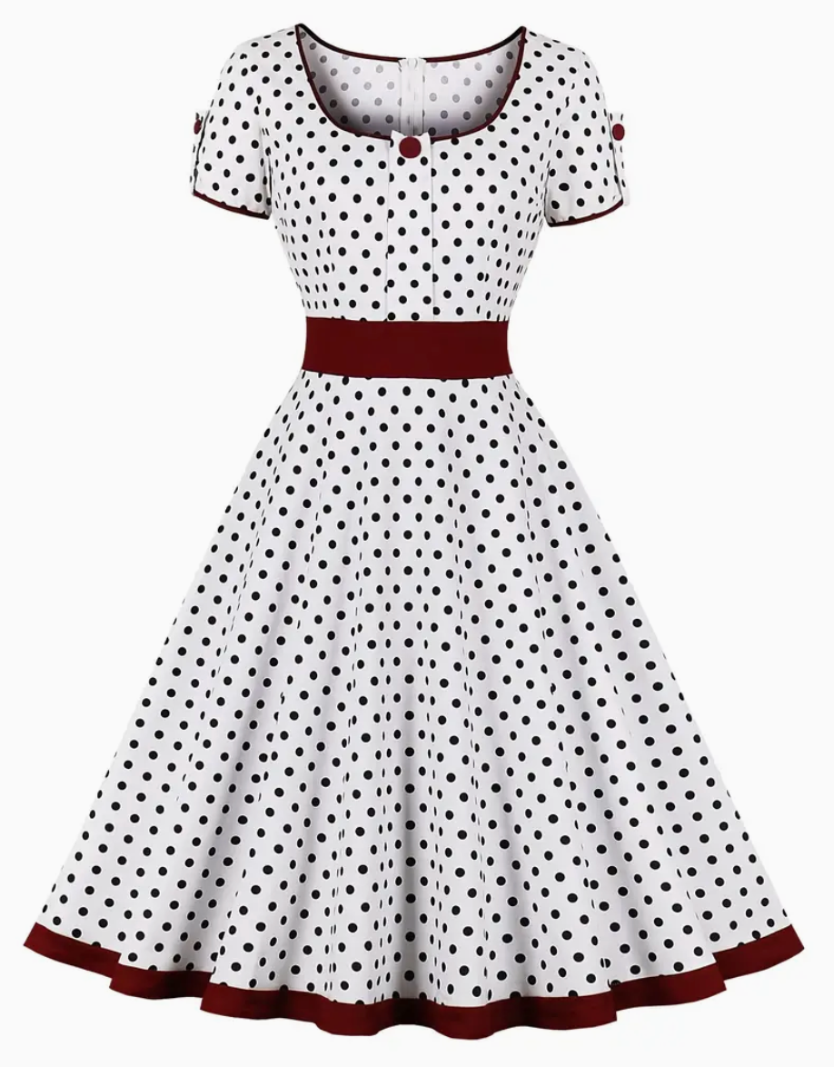 ADA - Elegant vintage polka dress for spring/summer