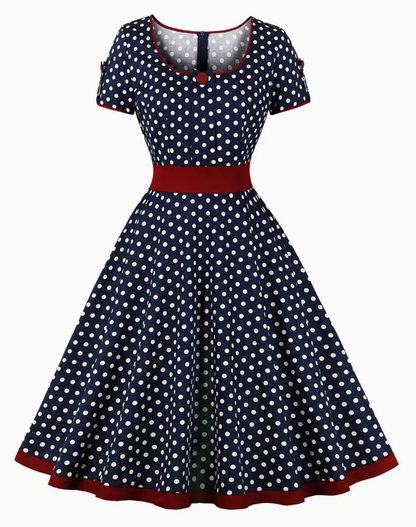 ADA - Elegant vintage polka dress for spring/summer