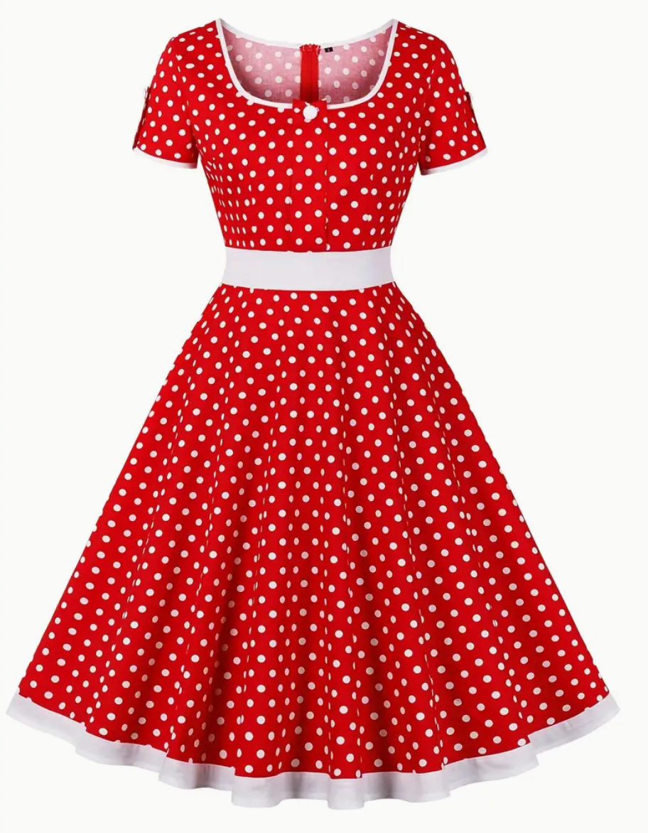 ADA - Elegant vintage polka dress for spring/summer