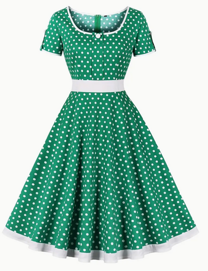 ADA - Elegant vintage polka dress for spring/summer