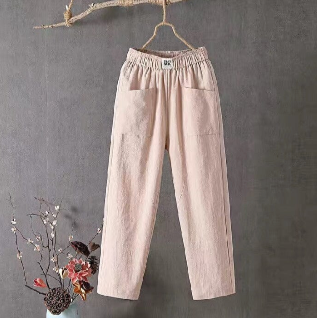 Linen pants with elastic waist - Marika