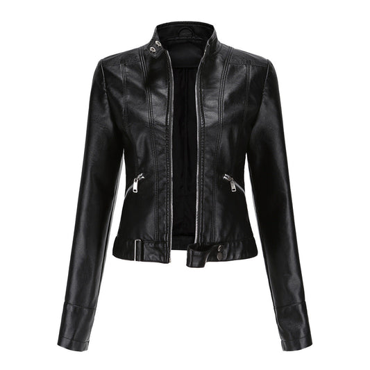 Elegant winter leather jacket - Saska