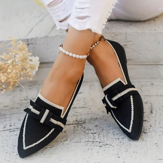 Quetura Shoes | Pointed Flats with Knot Design