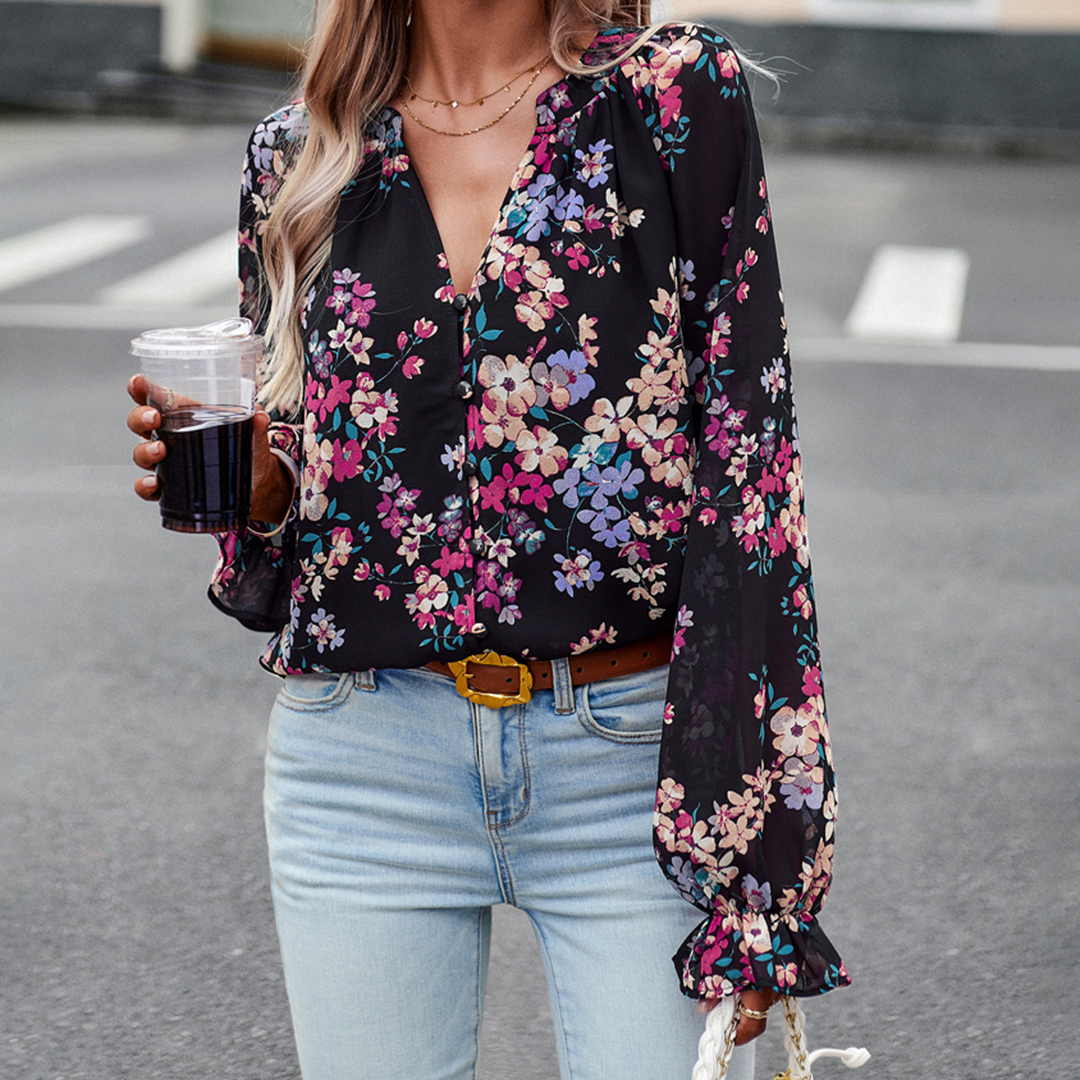 Ulansa Blouse | Floral Print Long Sleeve Blouse