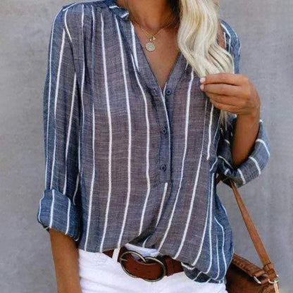 Striped Blouse - Casual Chic - Airy - Ideal for Office and Weekend