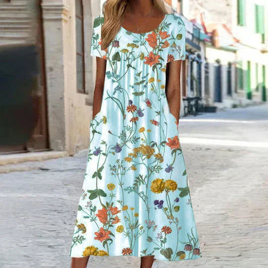 Heirich - Summer dress with bohemian floral pattern.