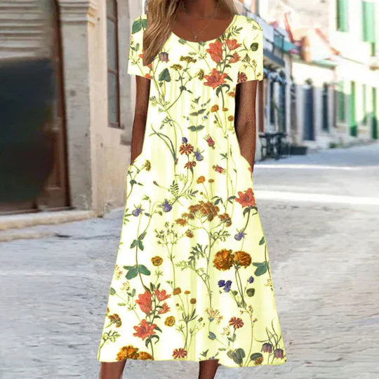 Heirich - Summer dress with bohemian floral pattern.