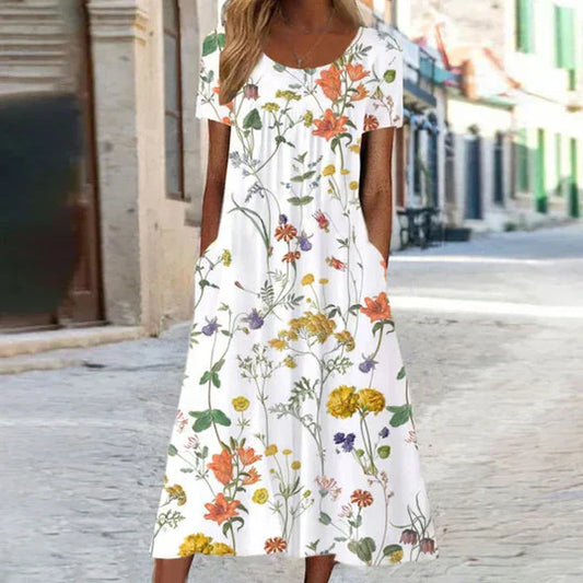 Heirich - Summer dress with bohemian floral pattern.