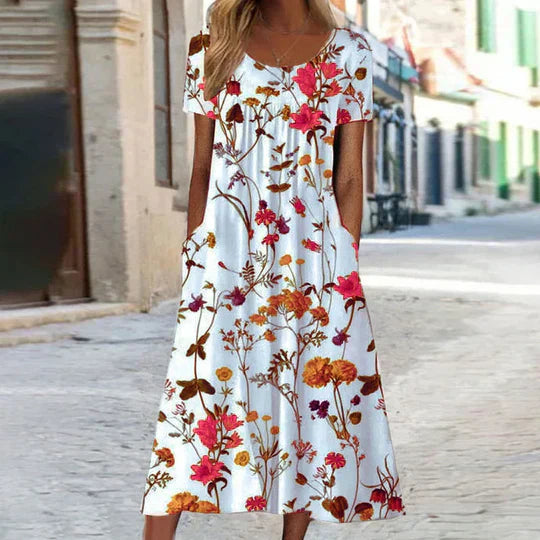 Heirich - Summer dress with bohemian floral pattern.