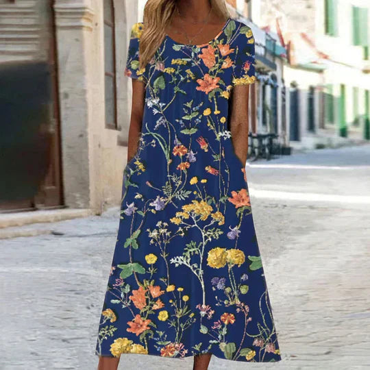 Heirich - Summer dress with bohemian floral pattern.