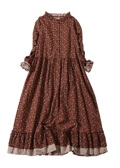 Carrie - Dress with ruffles, patches and fall print, long, long sleeve