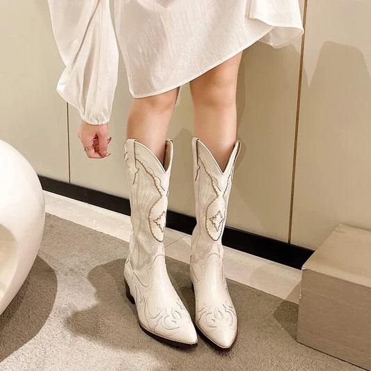 Georgette - Retro western knee-high boots