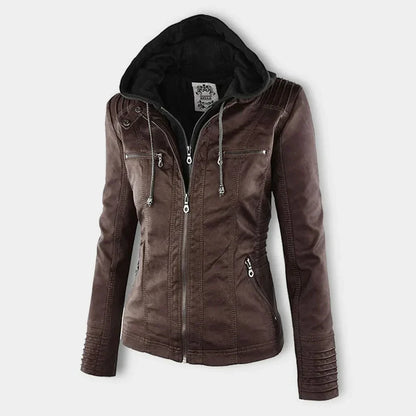 WOLFF - women's leather jacket with hood