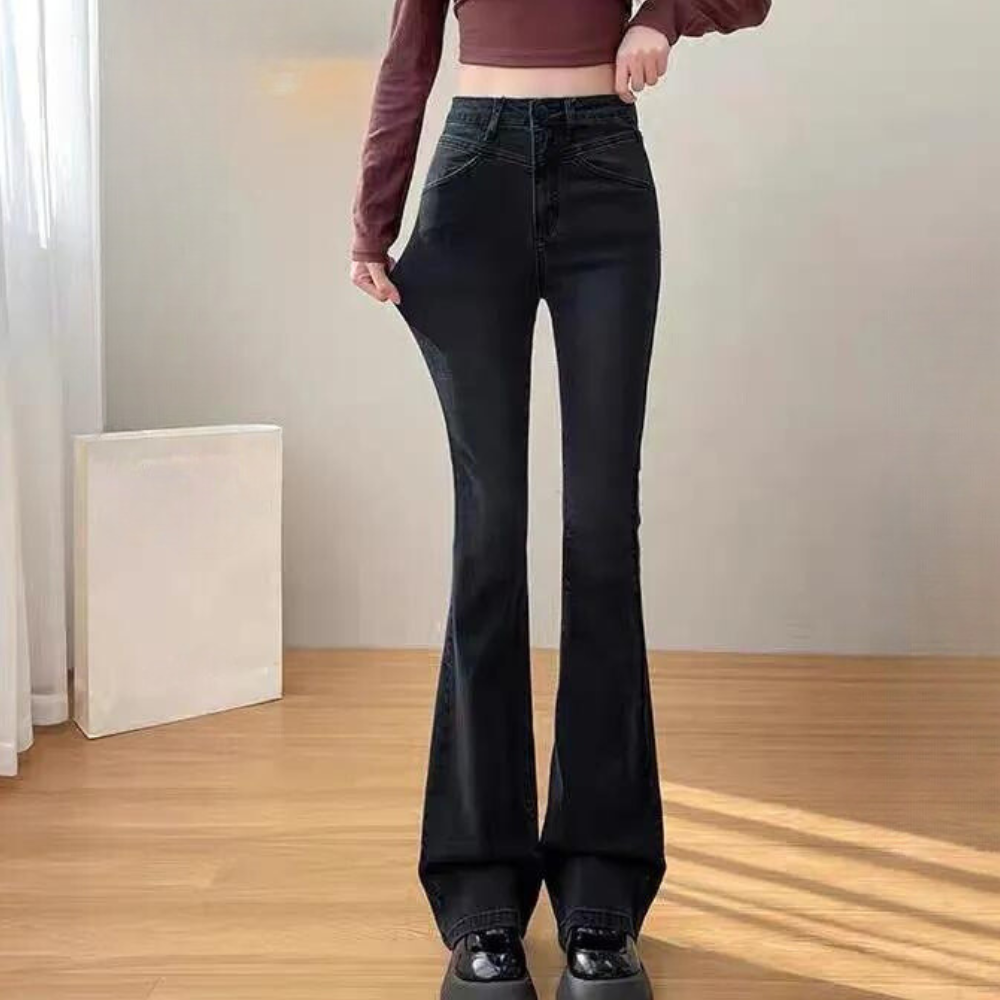 AIJA - Black flared pants for women