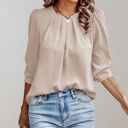 EVELYN | Women's blouse with pleats and puff sleeves