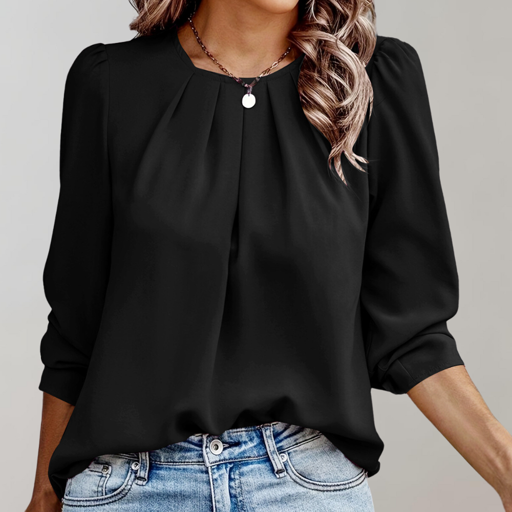 EVELYN | Women's blouse with pleats and puff sleeves