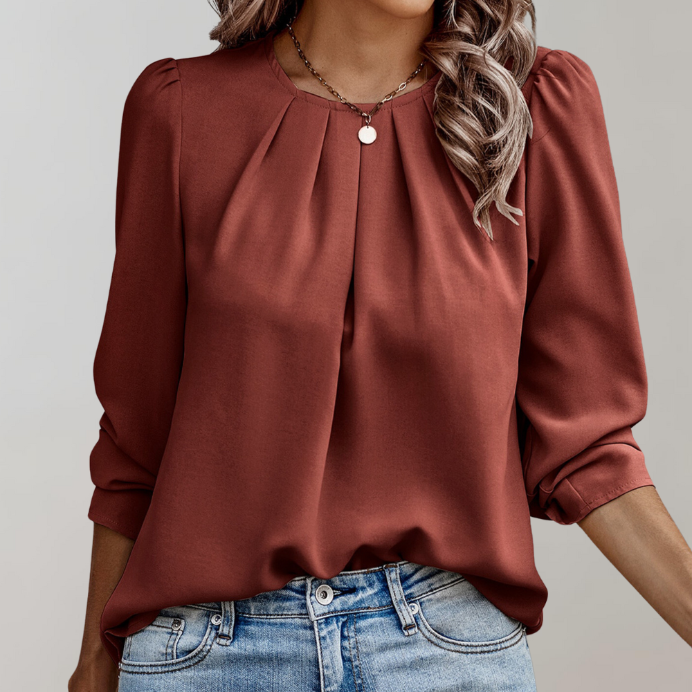 EVELYN | Women's blouse with pleats and puff sleeves