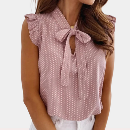 Bella - Stylish summer blouse with bow collar