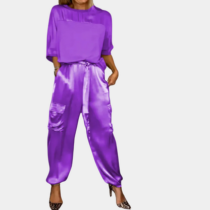 Danika - Elegant satin chic set [top + pants].