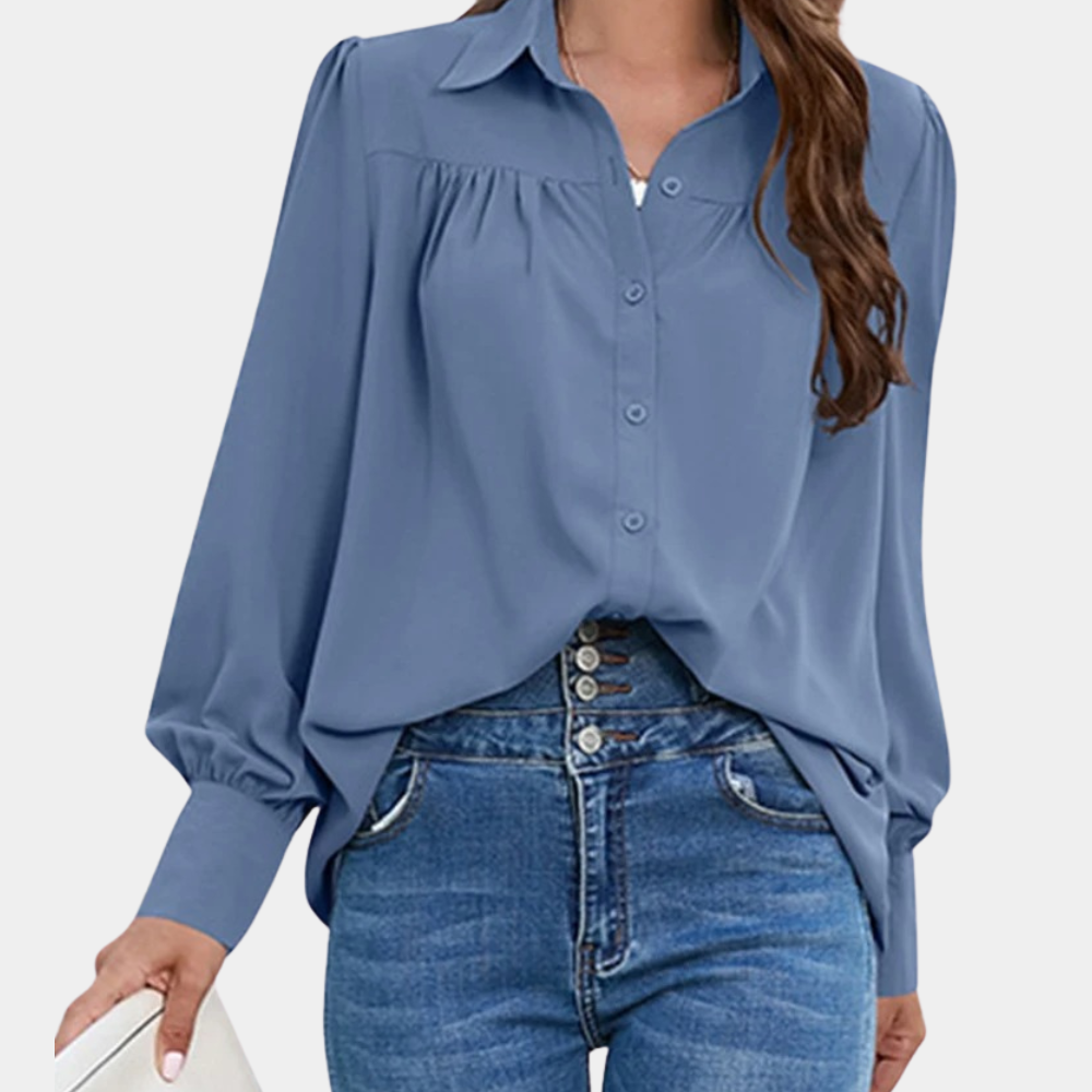 Vera - Pleated women's long sleeve blouse