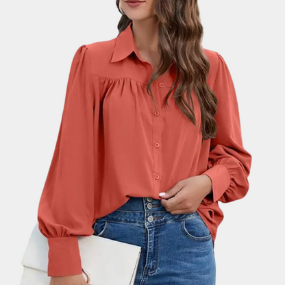 Vera - Pleated women's long sleeve blouse