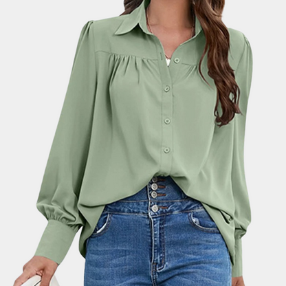 Vera - Pleated women's long sleeve blouse