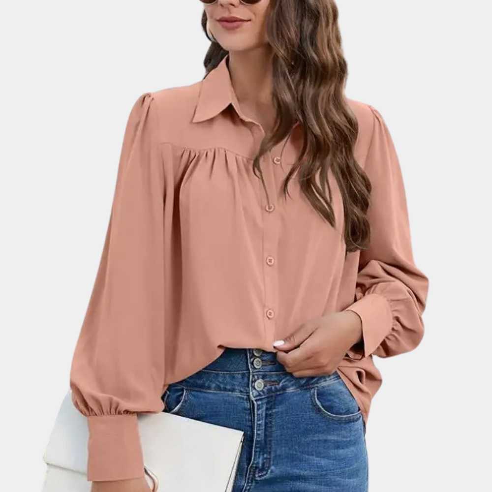 Vera - Pleated women's long sleeve blouse