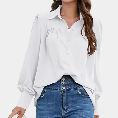 Vera - Pleated women's long sleeve blouse