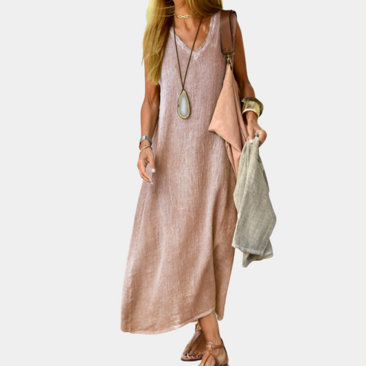 Casual v-neck ladies maxi dress