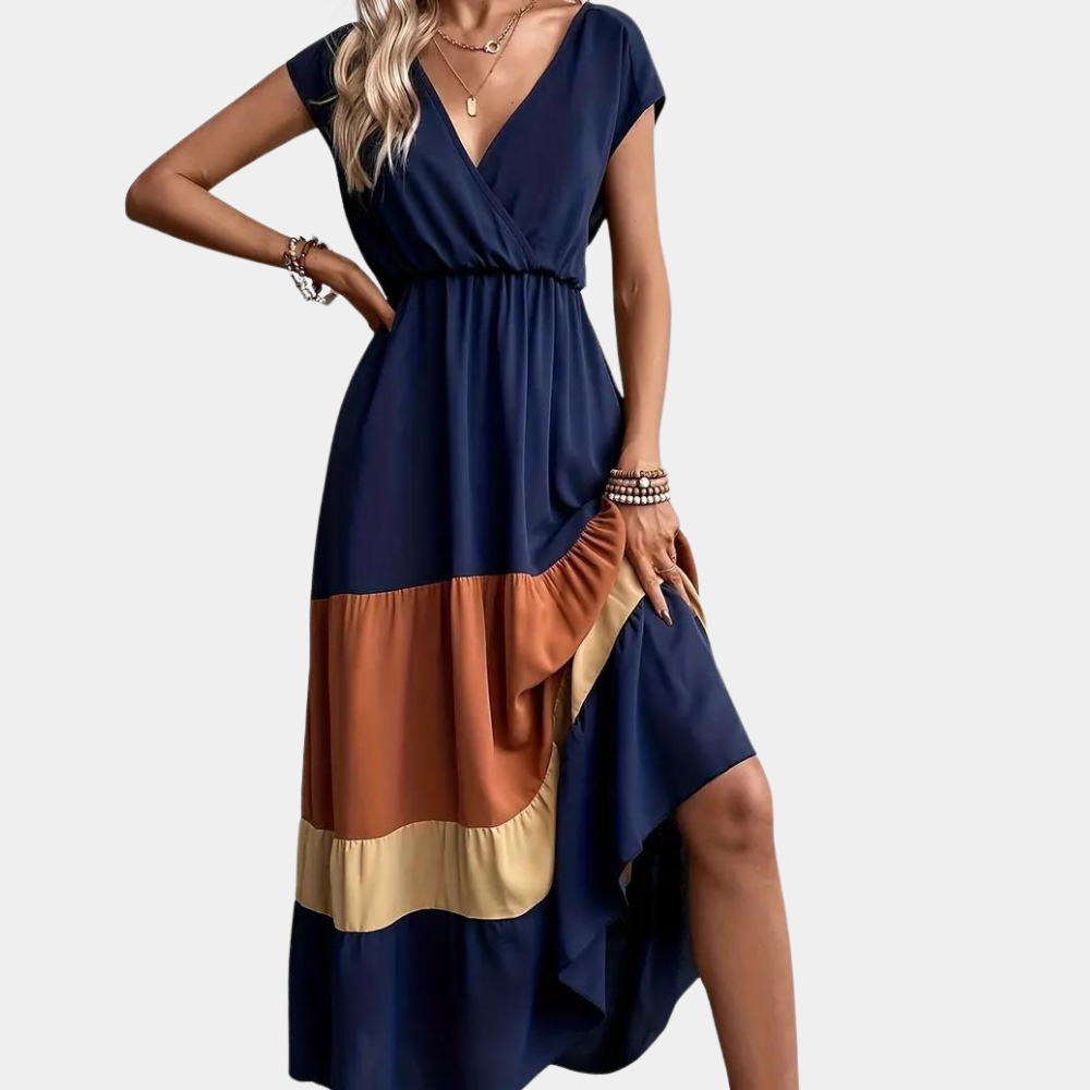 Linda - Casual women's v-neck dress