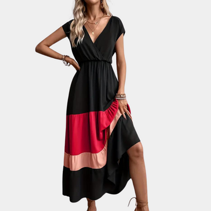 Linda - Casual women's v-neck dress