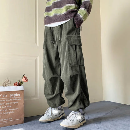 Yusuf - Baggy corduroy cargo pants for men