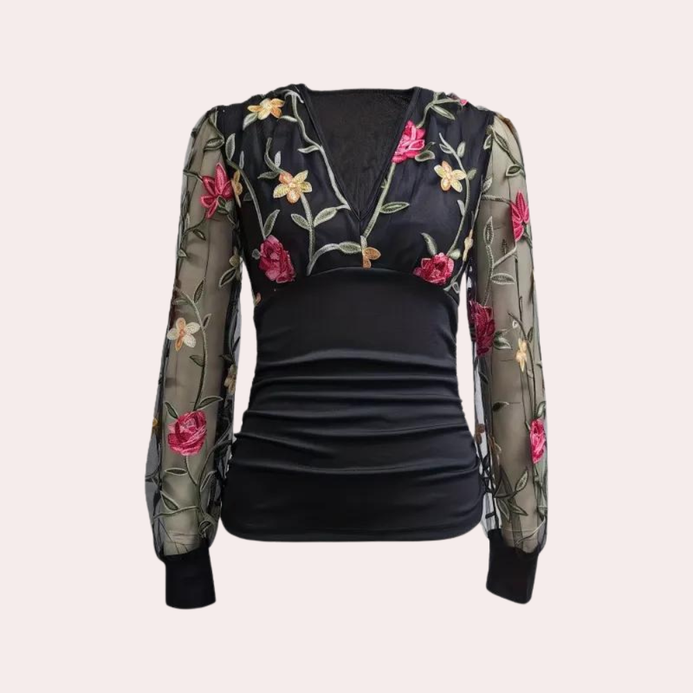 Elegant women's top with floral embroidery